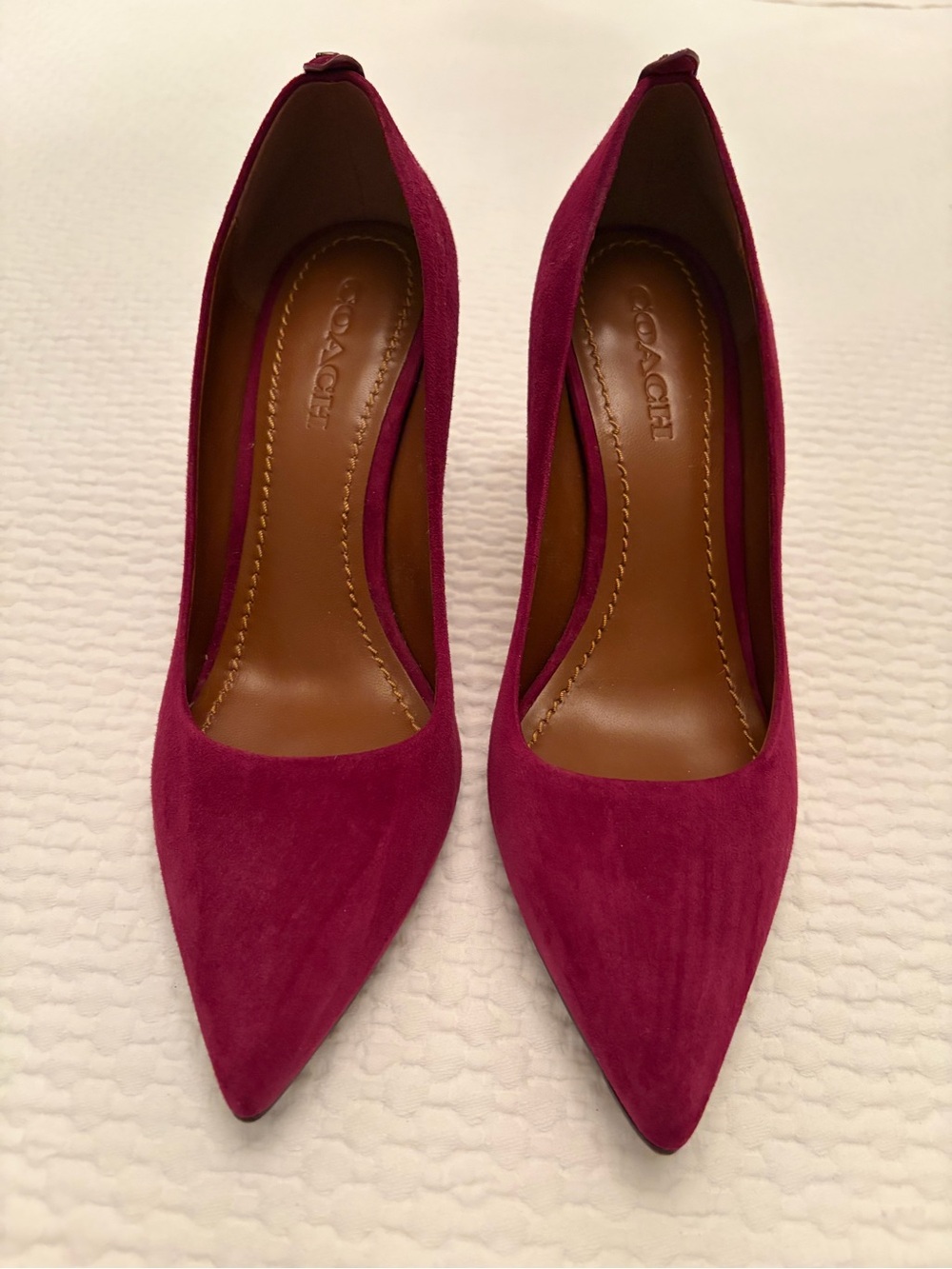 Coach Women's Pointy Toe Burgundy Suede Pumps